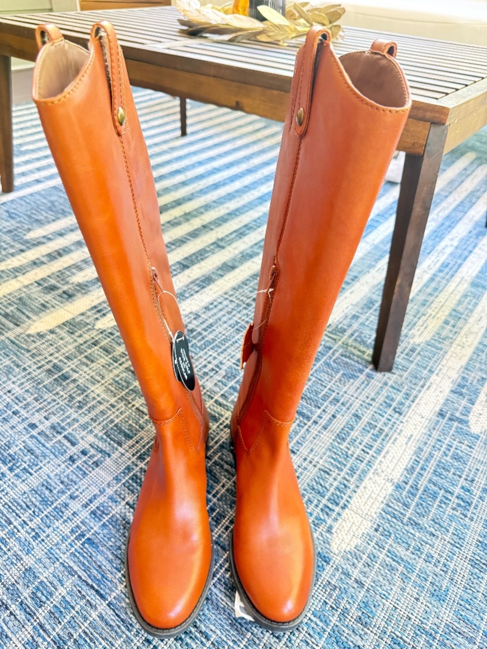 NIB International Concepts Fawne Cognac Leather Riding Boots Women's Size 6.5M